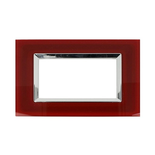 [SD68004-5VT] SANDASDON Placca Elegance In Vetro Cristallo Plexiglass Lucido 4M Rosso Pompeiano Compatibile Con Bticino Matix