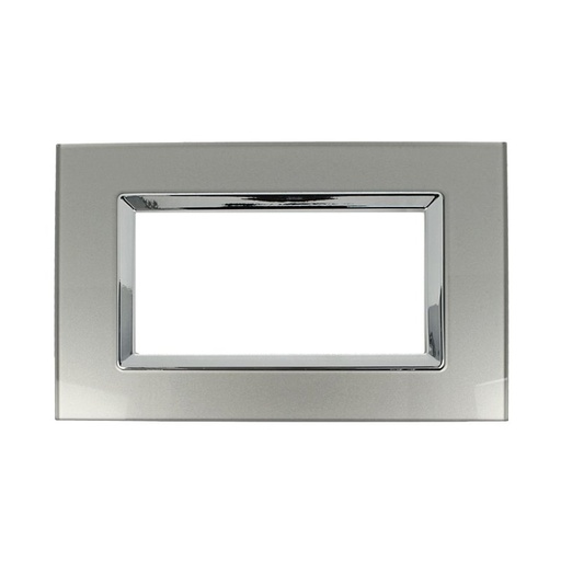 [SD68004-07VT] SANDASDON Placca Elegance In Vetro Cristallo Plexiglass Lucido 4M Titanio Compatibile Con Bticino Matix