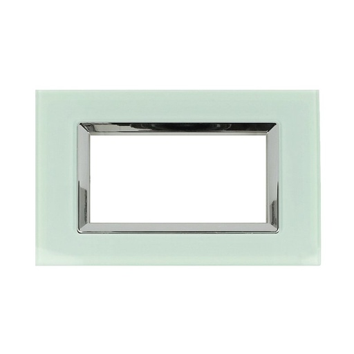 [SD68004-3VT] SANDASDON Placca Elegance In Vetro Cristallo Plexiglass Lucido 4M Verde Biancastro Compatibile Con Bticino Matix