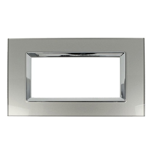 [SD68006-07VT] SANDASDON Placca Elegance In Vetro Cristallo Plexiglass Lucido 6M Titanio Compatibile Con Bticino Matix