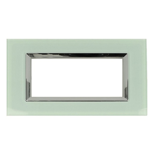 [SD68006-3VT] SANDASDON Placca Elegance In Vetro Cristallo Plexiglass Lucido 6M Verde Biancastro Compatibile Con Bticino Matix