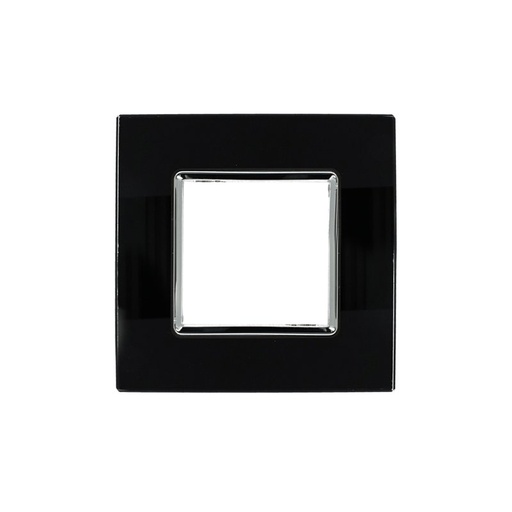 [SD78002-2VT] SANDASDON Placca Vitra 2M Nero Compatibile Con Vimar Plana