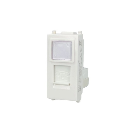 [SD79580] SANDASDON Presa Telefonica RJ11 Bianco Con Coperchio Compatibile Con Vimar Plana