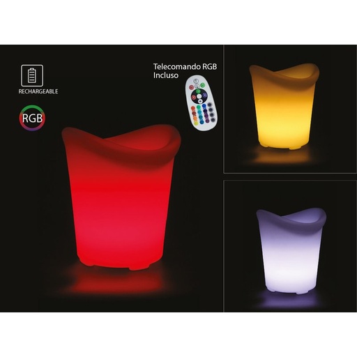 [HS40191] Secchio Di Ghiaccio Termico Con Lampada Luce Led RGBW Ricaricabile Telecomando Incluso IP54 29X33X35cm SKU-40191