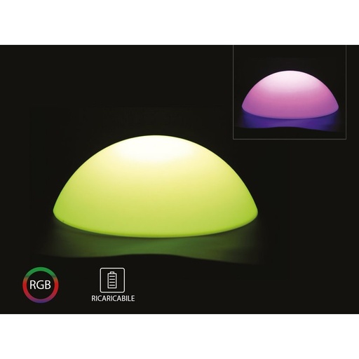 [HS40221] Semisfera Luminoso Mezza Palla Con Lampada Luce Led RGBW Ricaricabile Telecomando Incluso IP54 50X50X26cm SKU-40221