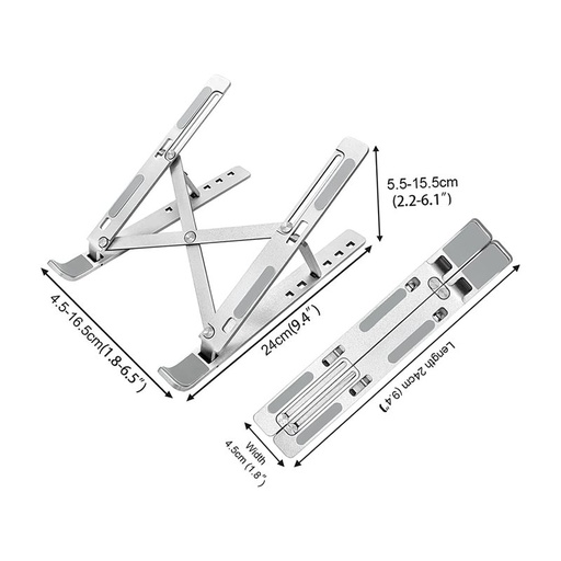 [VH880286] Supporto Notebook In Alluminio Regolabile Supporto Laptop Scrivania Pieghevole Design Ergonomico Stabile