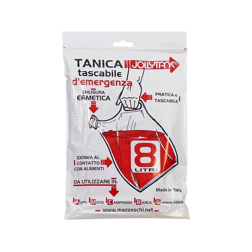 [PT309053] Tanica Emergenza 8L Tanica Tascabile Con Chiusura Ermetica Per Auto Moto Campeggio Barca Giardinaggio Made In Italy