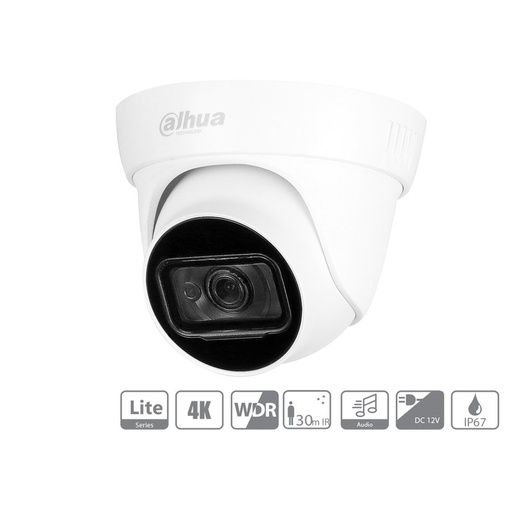 [HAC-HDW1801TLP] Telecamera Analogica Dome 4K 8MP Ottica Fissa 2.8mm HDCVI IR Eyeball IP67 DC12V DAHUA HAC-HDW1801TL