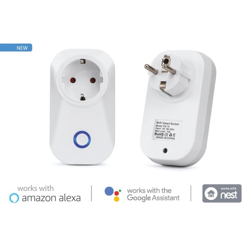 [SH08415] V-TAC Smart WiFi Plug Presa P30 Schuko 10A Compatible Amazon Alexa Google Home SKU-8415