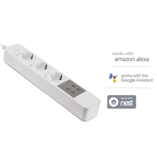 [SH08420] V-TAC Smart WiFi Power Strip Ciabatta Multipresa Elettrica Con 3 Prese Schuko 10A Compatible Amazon Alexa Google Home SKU-8420