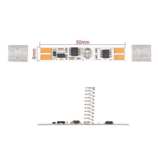 [CL2290F08] Interruttore Led Dimmer Touch Senza Saldatura Flessibile Larghezza 8mm 12V 24V 3A Con Memoria e Led Blu