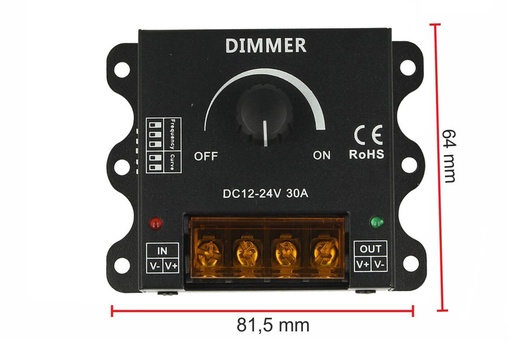 [CL2272] Led Dimmer PWM Manuale Con Rotella Frequenza e Curva Regolabile 12V 24V 30A DM110