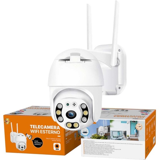 [VH870375] Telecamera Esterno Wi-Fi 2.4 Ghz 1080P 5.0MP Videocamera Sorveglianza con Visione Notturna Audio Bidirezionale, Rilevamento di Movimento, Copertura Visiva a 360