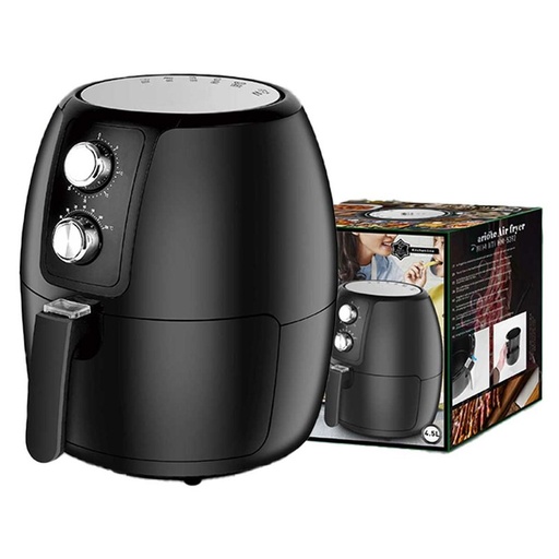 [HO388793] Friggitrice ad Aria 4.5L 1500W Temperatura Max 200gradi con Cestello Rimovibile Antiaderente con Timer 30min Acustico Nero