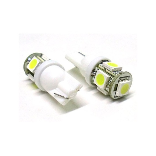 [LS1025] 24V Lampada Led T10 W5W 5 Smd Bianco Luci Posizione Camion