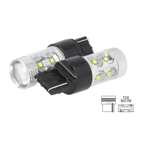 [LS4450] Lampada Led T20 50W W21W 7440 12V 24V 10 Led Cree Da 5W Luci Diurne Lancia Ypsilon Iveco Daily Nuova VW Touran Audi Q3