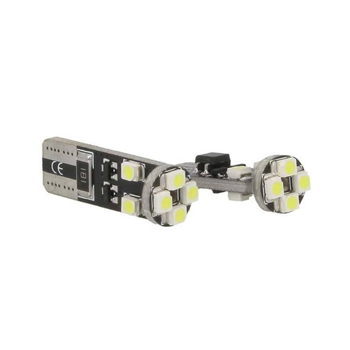 [LS1083A] Lampadina Led Canbus T10 W5W 8 Smd 3528 Bianco No Errore Check Luci 12V Senza Polarita