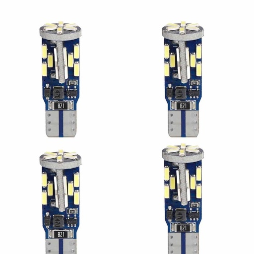 [PT200440X4] 4 Pezzi Lampada Led T10 W5W 30 SMD 4014 12-24V 2.5W 300lm Bianco Freddo 6500K Adatto per Auto e Camion H29mm