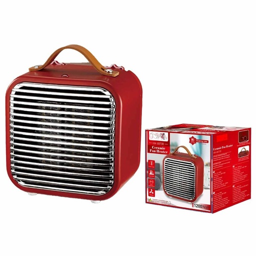 [HO388805] Mini Termoventilatore in Ceramica con Potenza Regolabile 600W 1200W con Autoprotezione Surriscaldamento Quadrato Rosso