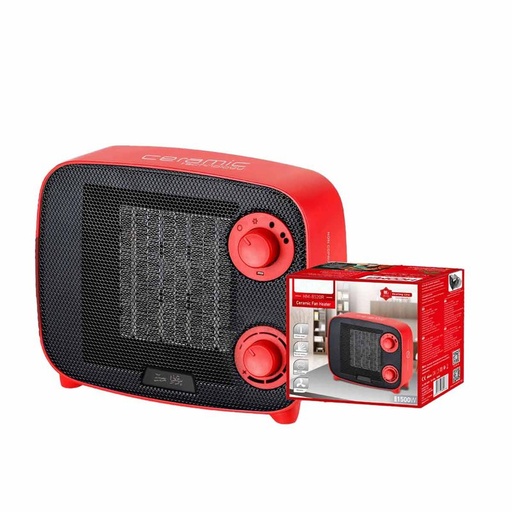 [HO389067] Mini Termoventilatore in Ceramica Potenza Regolabile 750W 1500W con Livelli Regolabile con Autoprotezione Surriscaldamento Rosso