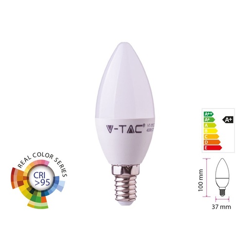 [LC14959C] Lampada A Led E14 CRI 95 C37 5,5W 470LM Caldo 2700K Forma Goccia Oliva Candela SKU-7494