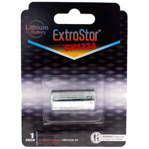 [DU160186] Pila Batteria CR123A 3V 1500mAh Litio Extrastar Confezione da 1 Pezzo