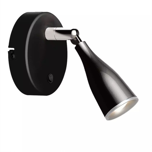 [LD8678N] Applique Lampada Led Da Parete Con Interruttore Carcassa Nera 4000K Testa Orientabile IP20 4,5W SKU-218678