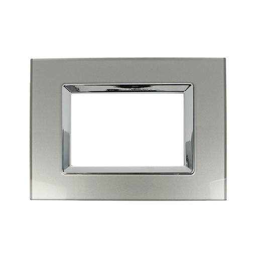 [SD68003-07VT] SANDASDON Placca Elegance In Vetro Cristallo Plexiglass Lucido 3M Titanio Compatibile Con Bticino Matix