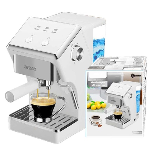 [HO389330] Macchina da Caffe Espresso e Cappuccino 1050W Doppio Bracio con Piano Scaldatazze Funzione Schiuma Latte 1.6L Serbatoio d'Acqua Rimovibile