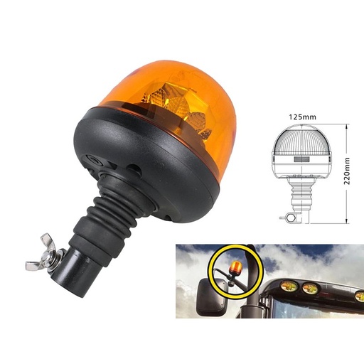 [LN2713] Lampada Luce Lampeggiante Led Rotante Strobo Arancione Magnetico 12V 24V Segnalazione Emergenza Per Auto Trattore Omologato E9