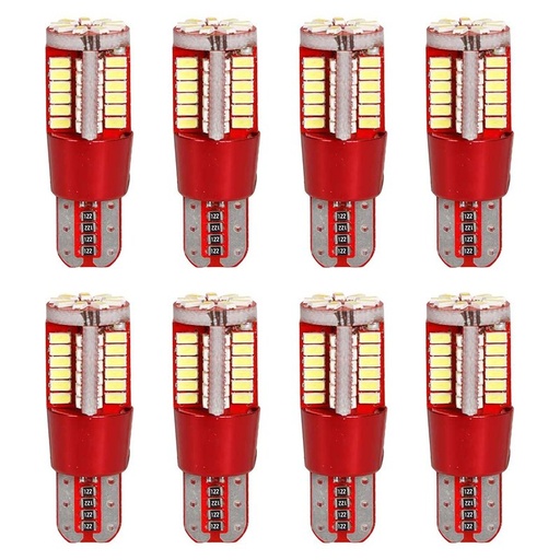 [PT200314X4] 8pcs Lampada Led T10 W5W 194 168 57 SMD 3014 Luce Auto12V Canbus 1.8W 300lm 35mm Bianco Freddo 6500K