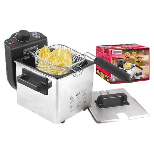 [HO388883] Friggitrice Elettrica 1000W Capacita 1.2L Cestello in Acciaio Inox Alimentare Temperatura Regolabile Max 190gradi per Patatine Fritte Carne Pesce