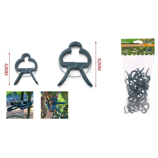 [AG360554] 20 Pezzi Clips per Piante Sostegno per Piante Rampicanti Pinze a Morsetti Per Giardino 42mm + 62mm