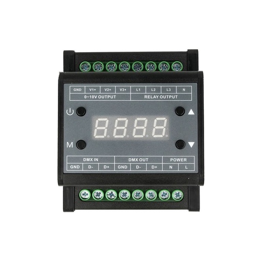 [DD5303] Centralina DMX Led Dimmer Con Segnale 0-10V Convertitore Segnale da DMX512 a 0-10V Attacco Guida DIN