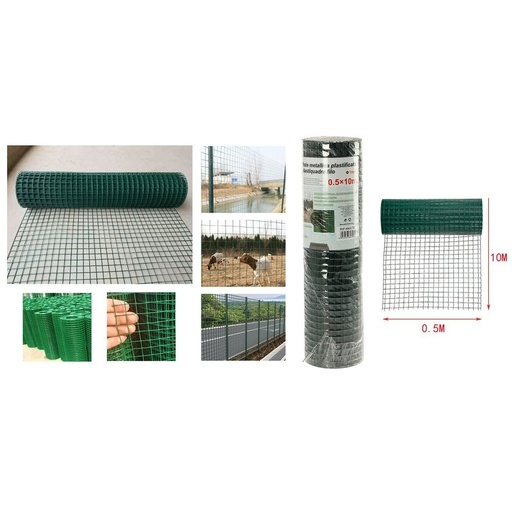 [AG360707] Rete Metallica Plasticata Verde 0,5X10M Per Recinzione Giardino