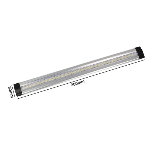 [BA0300C] Lampada Barra Led in alluminio 300mm 3W 12V DC Bianco Caldo per Cucina Armadio Corridoio Mensola Vetrina Luci Notte