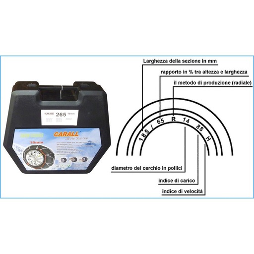 [C16260] Catene Da Neve 16mm 4WD Per SUV 4X4 Gruppo 260 Carall 235/85-16 225/75-17,5