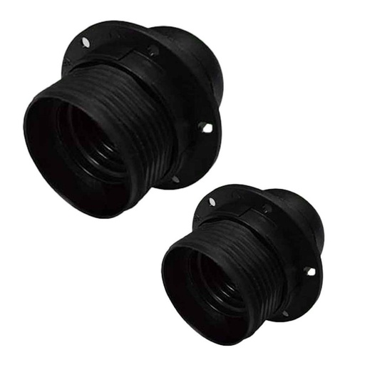 [EX-E2782SBX2] 2 Pezzi Portalampade E27 in Termoplastico Nero Con Ghiera