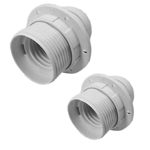 [EX-E2782SWX2] 2 Pezzi Portalampade E27 in Termoplastico Bianco Con Ghiera