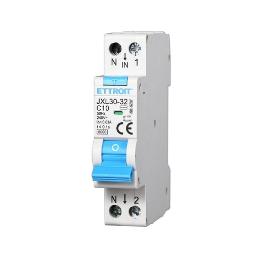 [JX251061] ETTROIT Interruttore Magnetotermico Differenziale 1P+N 10A 6KA 30mA 220V Occupa 1 Modulo DIN