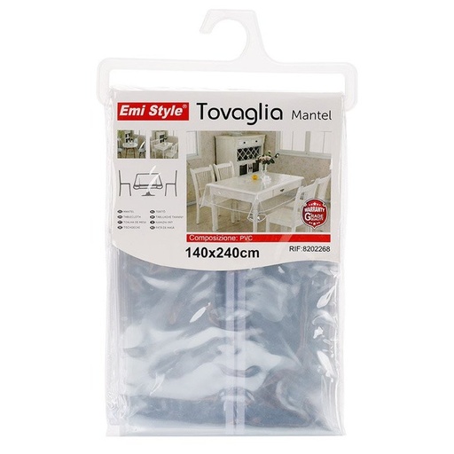 [AB322268] Tovaglia PVC Impermeabile Trasparente Rettangolare 140x240cm