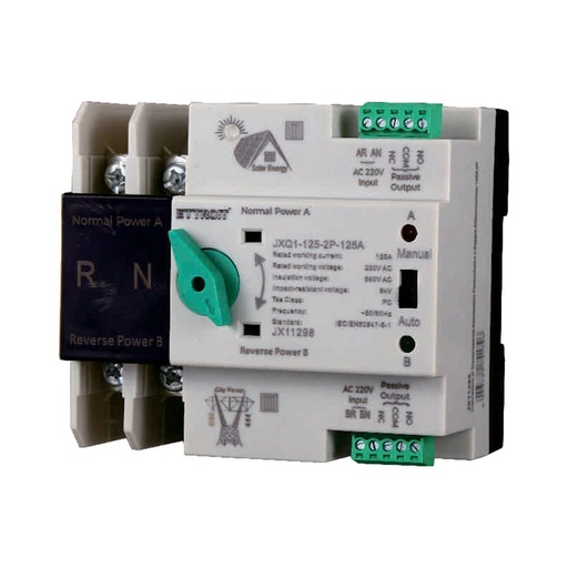 [JX11298] ETTROIT ATS Commutatore di Trasferimento Automatico Fotovoltaico  2P 4M   Doppio Alimentazione 125A AC 230V IP20 IEC60947-6-1