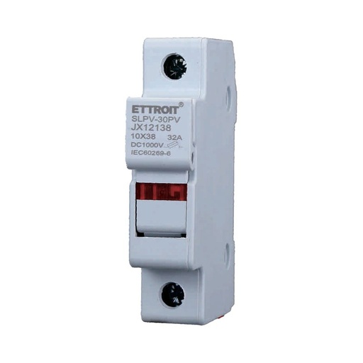 [JX12138] ETTROIT Portafusibile Modulare DC Fotovoltaico   1P 1M   D10X38mm 32A DC 1000V IP20 IEC60269-6