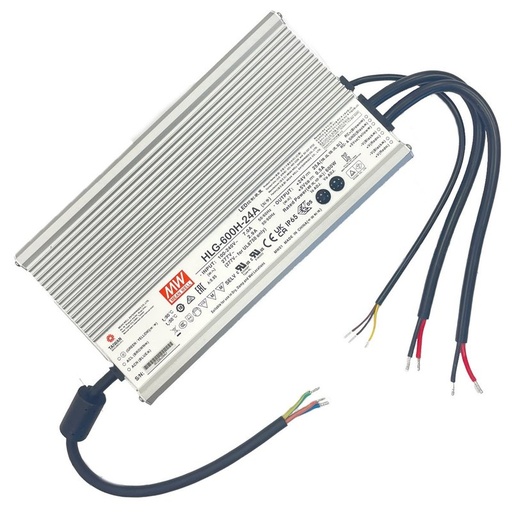 [MW-HLG-600H-24A] MeanWell HLG-600H-24A Alimentatore Led Driver CV CC IP67 600W 24V 25A Input 220V e 110V