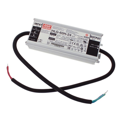 [MW-HLG-60H-24] MeanWell HLG-60H-24 Alimentatore Led Driver CV CC IP67 60W 24V 2,5A Input 220V e 110V