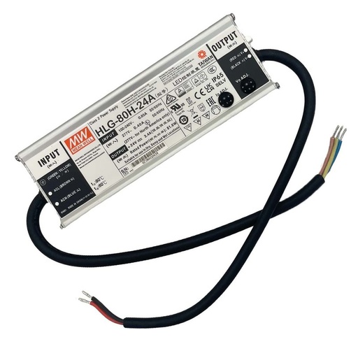 [MW-HLG-80H-24A] MeanWell HLG-80H-24A Alimentatore Led Driver CV CC IP67 80W 24V 3,4A Input 220V e 110V