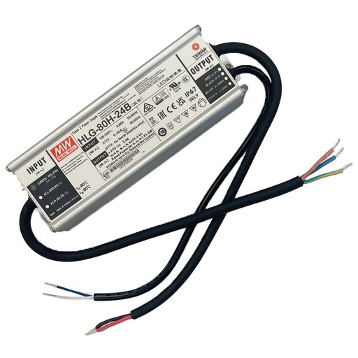 [MW-HLG-80H-24B] MeanWell HLG-80H-24B Alimentatore Led Driver CV CC IP67 Dimmerabile 80W 24V 3,4A Input 220V e 110V