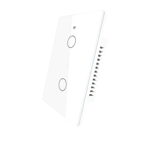 [MMC7952W] Interruttore Da Parete Touch WIFI+BLE+RF 2 Tasti WIFI 2.4G, RF 433MHz,Bluetooth BLE Mesh TUYA, Smart Life 10A AC 90-250V 50/60HZ Bianco 120X72X38mm IP20 CE SH9552W