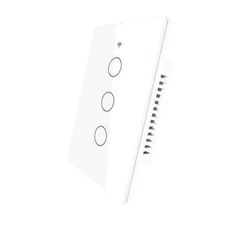 [MMC7953W] Interruttore Da Parete Touch WIFI+BLE+RF 3 Tasti WIFI 2.4G, RF 433MHz,Bluetooth BLE Mesh TUYA, Smart Life 10A AC 90-250V 50/60HZ Bianco 120X72X38mm IP20 CE SH9553W