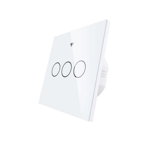 [MMC7843W] Interruttore Da Parete Touch WIFI Matter 3 Tasti Matter WIFI 2.4G TUYA, Smart Life,Apple Home, Google Home, Alexa, Samsung SmartThings 10A AC 90-250V 50/60HZ Bianco 86X86X30mm IP20 CE